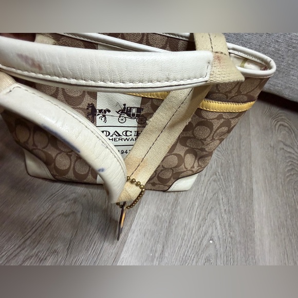Coach Tan and Cream Signature Tote